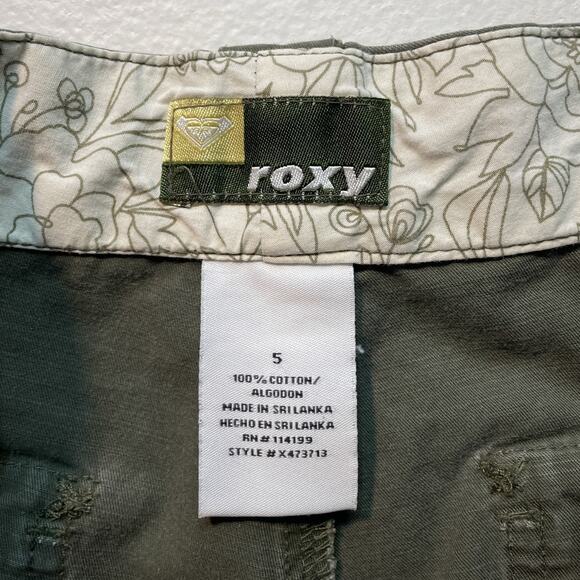 Vintage Y2K ROXY Army Green Low Rise Capri Pants / Sz 5 / Surf Military Retro - Picture 8 of 10